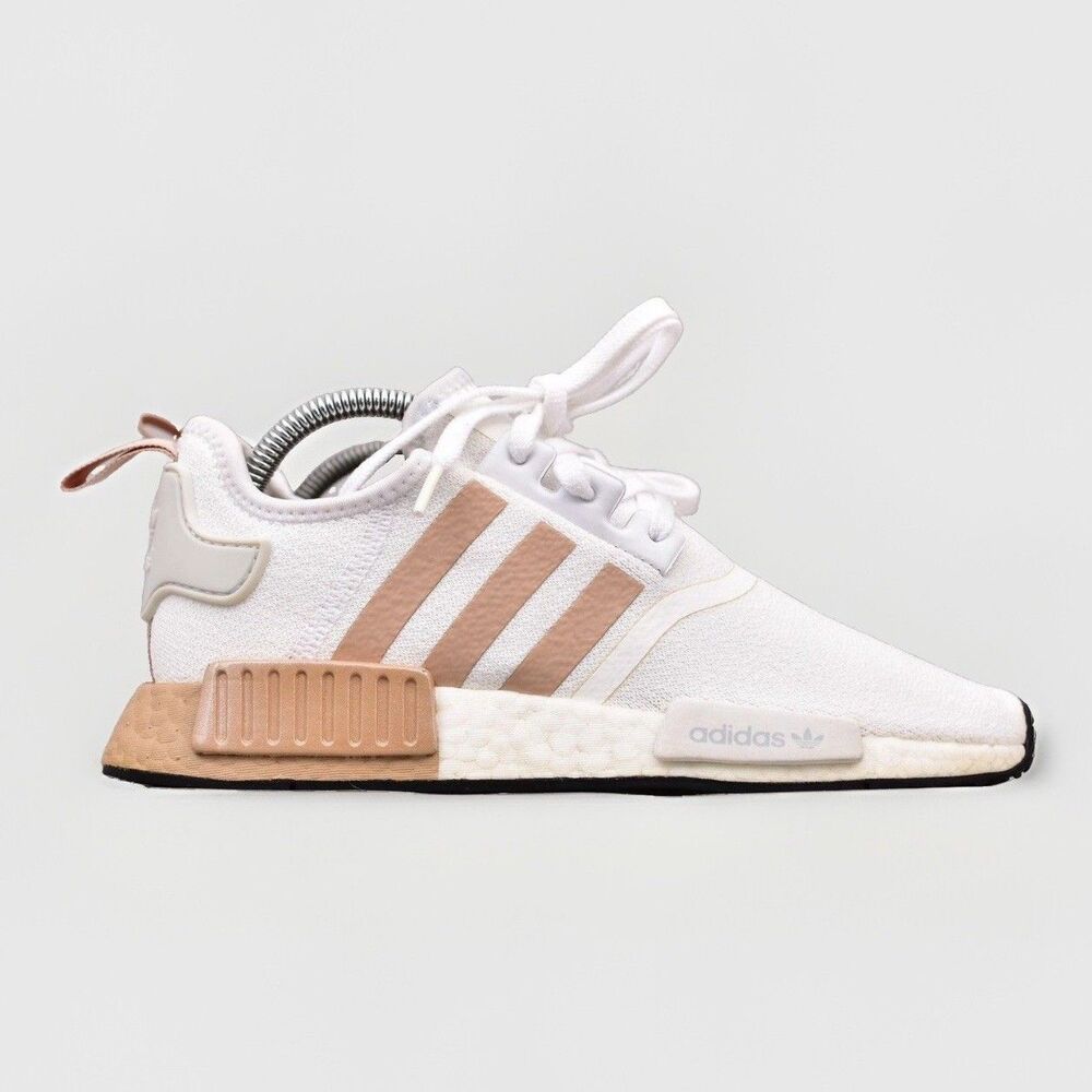 Adidas NMD R1 Womens Size 8 US Ash Pearl White Boost Knit Sneakers Shoes FV2475